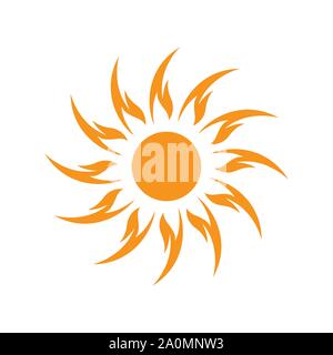 Sun Vektor logo Sommer Icon Design. Sunburst Star Logo. Gelbe Sonne Symbol. Stock Vektor