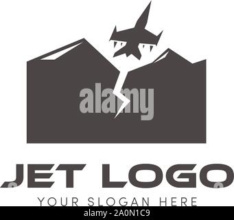 Jet-Logo versucht, den Hügel und Berg-Logo zu bohren Stock Vektor