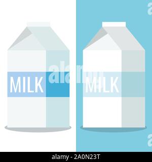 Papier weiß und blau Verpackung von Milch schließen Symbol Stock Vektor