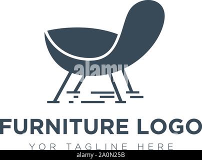 Möbel Logo Design mit Stuhl Sofa modernes Logo Stock Vektor