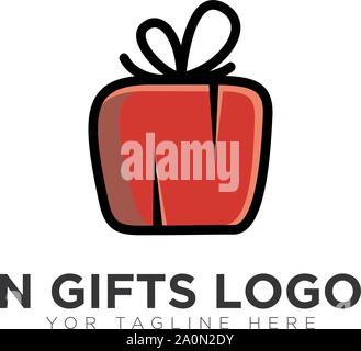 N Geschenke Logo Designs mit Roten erste N Stock Vektor