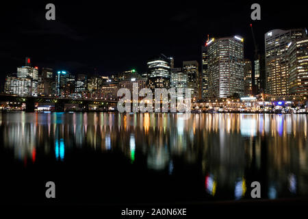 Nachtszenen, Darling Harbour, Sydney, NSW, Australien Stockfoto