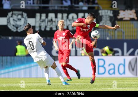 Sandhausen, Deutschland. 21 Sep, 2019. firo: 21.09.2019, Fußball, 2.Bundesliga, Saison 2019/2020, SV Sandhausen - VfL Bochum, Bochum LOSILLA recht versus ENGELS | Verwendung der weltweiten Kredit: dpa/Alamy leben Nachrichten Stockfoto