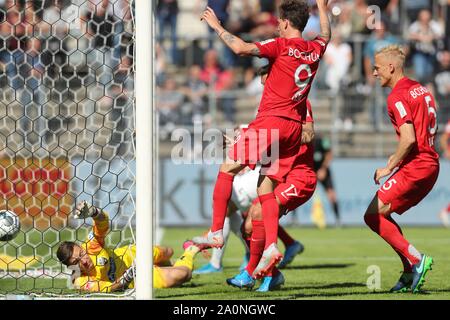 Sandhausen, Deutschland. 21 Sep, 2019. firo: 21.09.2019, Fußball, 2.Bundesliga, Saison 2019/2020, SV Sandhausen - VfL Bochum Ziel auf 0:1 für Bochum durch GANVOULA | Verwendung der weltweiten Kredit: dpa/Alamy leben Nachrichten Stockfoto