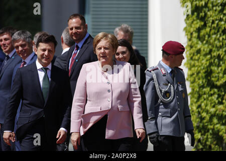 Wolodymyr Selensky, Angela Merkel-Treffen der Dt. Bundeskanzlerin mit dem ukrainischen Praesidenten, Bundeskanzleramt, 18. Juni 2019, Berlin/Volody Stockfoto