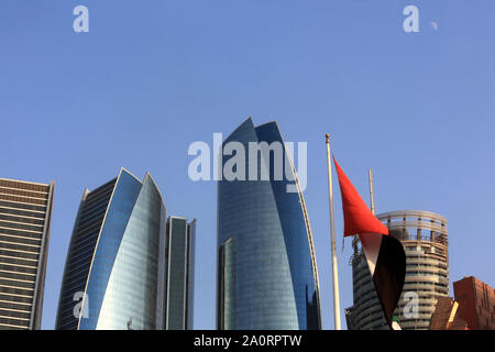 Les Tours Etihad. Jumeirah. 2007-2011. Abu Dhabi. Vereinigte Arabes Unis. /Etihad Towers Gebäudekomplex. Jumeirah. 2007-2011. Emirat Abu Dhabi. Stockfoto