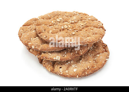 Roggen-vollkorn Knäckebrot isoliert auf weißem Stockfoto