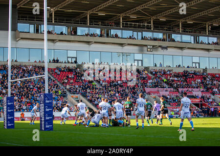 Salford, UK. 21. September 2019; AJ Bell Stadium, Salford, Greater Manchester, England; English Premiership Rugby, Verkauf Haifische gegen Northampton Saints; Rugby an der AJ Bell Stadium Credit: Aktion Plus Sport Bilder/Alamy leben Nachrichten Stockfoto