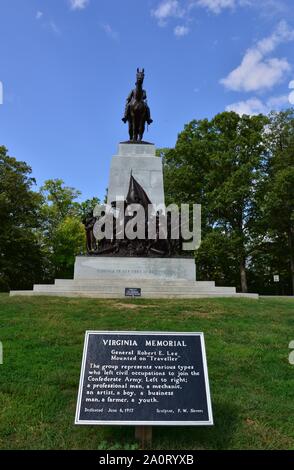 Gettysburg Virginia Memorial der Ort der Schlacht, die ab Juli 1-3 1863 nahm. Stockfoto