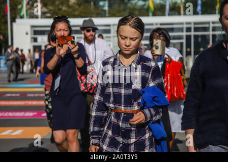 New York, New York, USA. 21 Sep, 2019. Schwedische Aktivistin Greta Thunberg während des Klimagipfels im UN-Hauptquartier in New York am Samstag, den 21. September Credit: Vanessa Carvalho/ZUMA Draht/Alamy leben Nachrichten Stockfoto