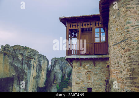 Stadt Meteora, Griechische Republik. Berge und Orte der Anbetung, Kirche und Schreine. 12. 19.09.2019. Reisen Foto. Stockfoto