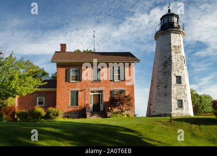 Rochester, New York, USA. September 20, 2019. Ansicht des Charlotte-Genesee Leuchtturm, 1822 erbaute, in Charlotte, einem Vorort von Rochester, in der Nähe der s Stockfoto