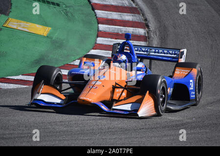 Salinas, Kalifornien, USA. 19 Sep, 2019. SCOTT DIXON (9) von Auckland, Neuseeland Praktiken für die Firestone Grand Prix von Monterey an Weathertech Raceway Laguna Seca in Salinas, Kalifornien. (Bild: © Walter G Arce Sr Schleifstein Medi/ASP) Stockfoto