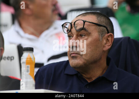 Turin, Italien, 21. September 2019, eine TIM 2019/2020 - Turin, ALLIANZ STADION JUVENTUS VS HELLAS VERONA MAURIZIO SARRI (juventus) während Juventus Vs Hellas Verona - Italienische Fußball Serie A Männer Meisterschaft - Credit: LPS/Claudio Benedetto/Alamy Live News SERIE Stockfoto