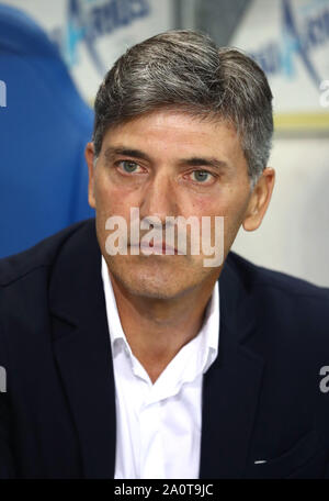 Genk, Belgien. 21 Sep, 2019. Felice Mazzu, Cheftrainer der KRC Genk, während der Jupiler Pro League Spieltag 8 zwischen KRC Genk und KV Oostende am 21. September 2019 in Genk, Belgien. (Foto von Vincent Van Doornick/Isosport) Credit: Pro Schüsse/Alamy leben Nachrichten Stockfoto