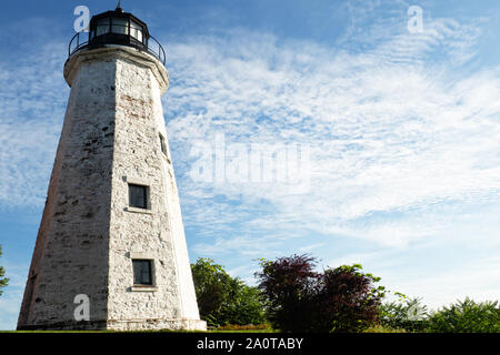 Rochester, New York, USA. September 20, 2019. Ansicht des Charlotte-Genesee Leuchtturm, 1822 erbaute, in Charlotte, einem Vorort von Rochester, in der Nähe der s Stockfoto