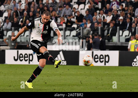 Leonardo Bonucci (Juventus FC) während der Serie ein Fußballspiel zwischen FC Juventus und Hellas Varona FC bei der Allianz Stadion am 21.September, 2019 in Turin, Italien. Stockfoto