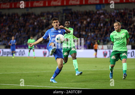 Genk, Belgien. 21 Sep, 2019. Joakim Maehle von KRC Genk in Aktion während der Jupiler Pro League Spieltag 8 zwischen KRC Genk und KV Oostende am 21. September 2019 in Genk, Belgien. (Foto von Vincent Van Doornick/Isosport) Credit: Pro Schüsse/Alamy leben Nachrichten Stockfoto