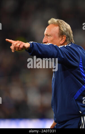 13. September 2019, Pride Park, Derby, England; Sky Bet Meisterschaft Fußball, Derby County vs Cardiff City; Manager von Cardiff City, Neil Warnock Credit: Jon Hobley / Aktuelles Bilder der Englischen Football League Bilder unterliegen DataCo Lizenz Stockfoto