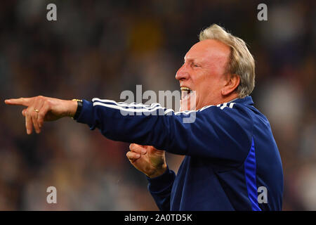 13. September 2019, Pride Park, Derby, England; Sky Bet Meisterschaft Fußball, Derby County vs Cardiff City; Manager von Cardiff City, Neil Warnock Credit: Jon Hobley / Aktuelles Bilder der Englischen Football League Bilder unterliegen DataCo Lizenz Stockfoto