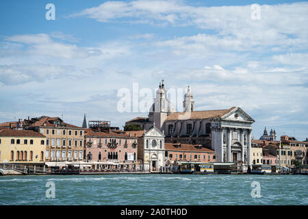 Kirche Santa Maria del Rosario (Gesuati) am Ufer der Lagune, Venedig, Italien Stockfoto