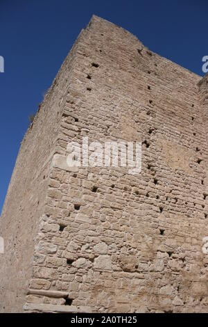 Die Tore der Acrocorinth Schloss im antiken Korinth, Griechenland Stockfoto