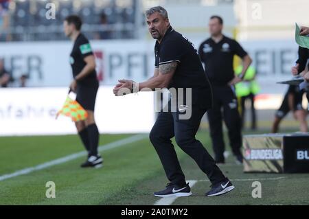 Sandhausen, Deutschland. 21 Sep, 2019. firo: 21.09.2019, Fußball, 2.Bundesliga, Saison 2019/2020, SV Sandhausen - VfL Bochum 1:1 Trainer Thomas Reis, Bochum, Geste | Quelle: dpa/Alamy leben Nachrichten Stockfoto