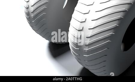 Sculpted weiße Reifen auf einem weißen Stock - 3D Rendering illustration Stockfoto