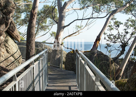 Die brüstung Spaziergang um Teil der Perimeter des Peak von Pigeon House Mountain an der Südküste von New South Wales in Australien Stockfoto