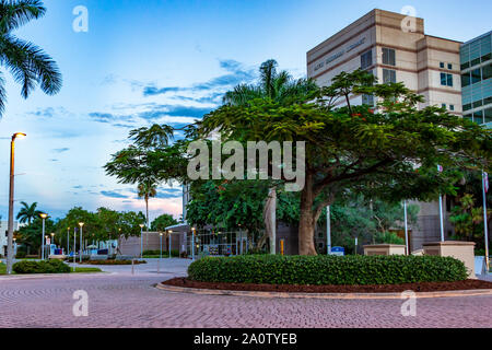 Nova Southeastern University (NSU) Main Campus in der Dämmerung - Davie, Florida, USA Stockfoto