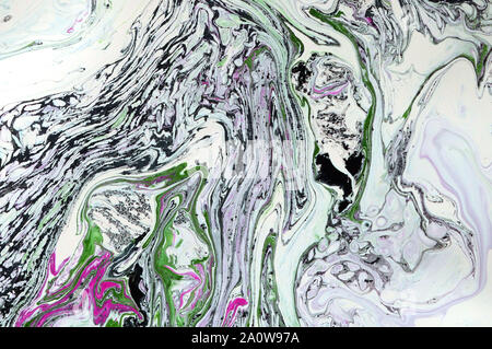 Marmor abstrakte Acryl Hintergrund. Marmorierung artwork Textur. Achat welligkeit Muster. Gold Pulver. Stockfoto