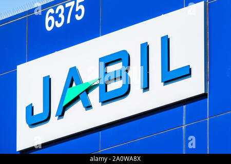Sep 19, 2019 San Jose/CA/USA - Jabil Logo in Ihren Einrichtungen im Silicon Valley; Jabil Inc. ist ein amerikanisches Unternehmen, das supply chain und logist Stockfoto