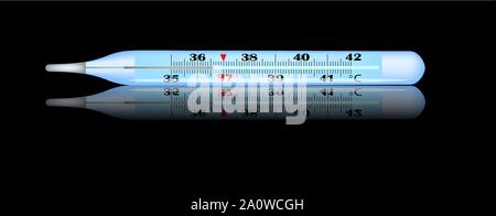 Vector Illustration mit einem Thermometer in realic Stil Stock Vektor