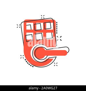Drahtlose Türschloss zeichen Symbol im Comic-stil. Smart Home vektor Cartoon Illustration auf weißem Hintergrund isoliert. Remote System Business Konzept splas Stock Vektor