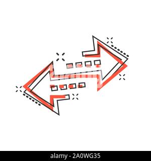 Umgekehrter Pfeil Symbol im Comic-stil. Aktualisieren vektor Cartoon Illustration auf weißem Hintergrund isoliert. Laden Geschäftskonzept splash Wirkung. Stock Vektor