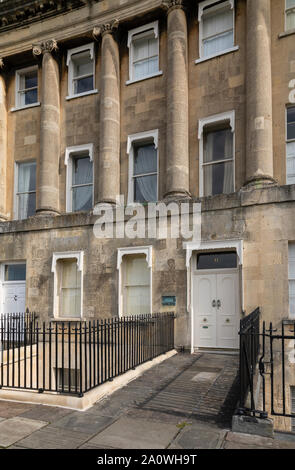 Der Royal Crescent, Bath, wo Thomas Linley lebte und aus diesem Haus seine Tochter Elizabeth entwickelt mit Richard Brinsley Sheridan, England, Großbritannien Stockfoto