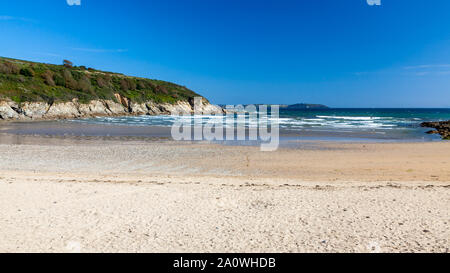 Der goldene Sandstrand von Maenporth in der Nähe von Falmouth Cornwall England UK Europa Stockfoto