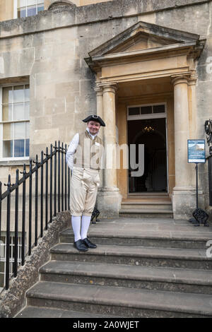 No.1 The Royal Crescent Museum, City of Bath, Somerset, England, Großbritannien. Ein UNESCO-Weltkulturerbe. Stockfoto