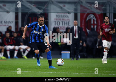Mailand, Italien. 21.September 2019. Italienische Serie A, AC Mailand vs FC Internazionale. Danilo D'Ambrosio von FC Internazionale in Aktion während der Serie ein Match zwischen AC Mailand und FC Internazionale. Stockfoto