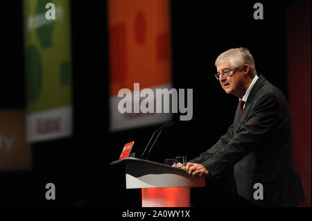 Brighton, Sussex, UK. 22. September, 2019 Mark Drakeford, der Anführer der walisischen Partei der Arbeit liefert in seiner Rede an die Delegierten, während des zweiten Tages der Labour Party jährliche Konferenz an der Brighton Centre. Kredit: Kredite: Kevin Hayes/Alamy leben Nachrichten Stockfoto