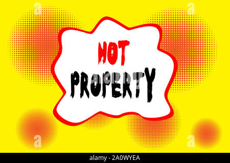 Text Zeichen zeigen Hot Property. Business Foto zeigen etwas, was nach oder ist stark Deanalysisded Halftone Kreise Fluchtpunkt beantragt wird. Abst Stockfoto