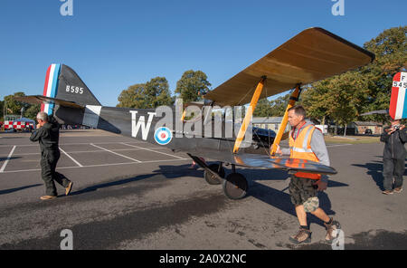 WW1 SE5A Biplane auf der IWM Duxford 2019 Battle of Britain Air Show, Cambridgeshire, England, Großbritannien, ausgefahren Stockfoto