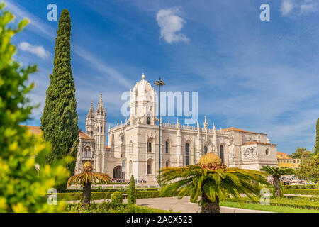 Kloster Jeronimos aka Santa Maria de Belém Kloster. Als UNESCO-Weltkulturerbe als Meisterwerk der manuelinischen Kunst eingestuft Stockfoto