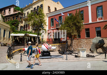 Chania, Kreta, Griechenland. Juni 20119. Das Maritime Museum von Kreta auf der Venezianische Hafen in Chania Westkreta. Stockfoto