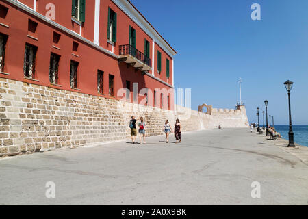 Chania, Kreta, Griechenland. Juni 20119. Das Maritime Museum von Kreta auf der Venezianische Hafen in Chania Westkreta. Stockfoto