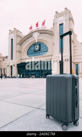 Heilongjiang Harbin-15 Aug 2019: Harbin neuen Bahnhof Fassade Ansicht Stockfoto