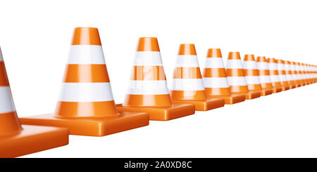 Verkehr Straße Kegel. Verkehrszeichen isoliert auf weißem Hintergrund. 3D Rendering illustration Stockfoto