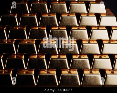 Gold Bars Hintergrund. 3D Rendering illustration Stockfoto
