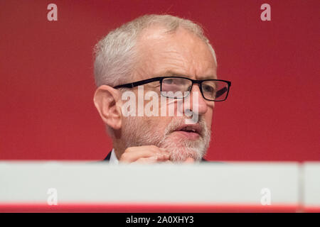 Brighton, UK. 22. September 2019. Jeremy Corbyn M.P., Führer der Labour Party von der Labour Party, jährliche Konferenz 2019 Credit: Alan Beastall/Alamy Leben Nachrichten. Stockfoto