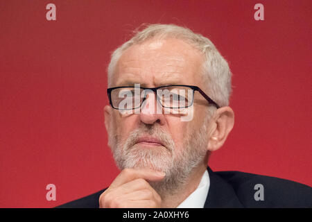 Brighton, UK. 22. September 2019. Jeremy Corbyn M.P., Führer der Labour Party von der Labour Party, jährliche Konferenz 2019 Credit: Alan Beastall/Alamy Leben Nachrichten. Stockfoto